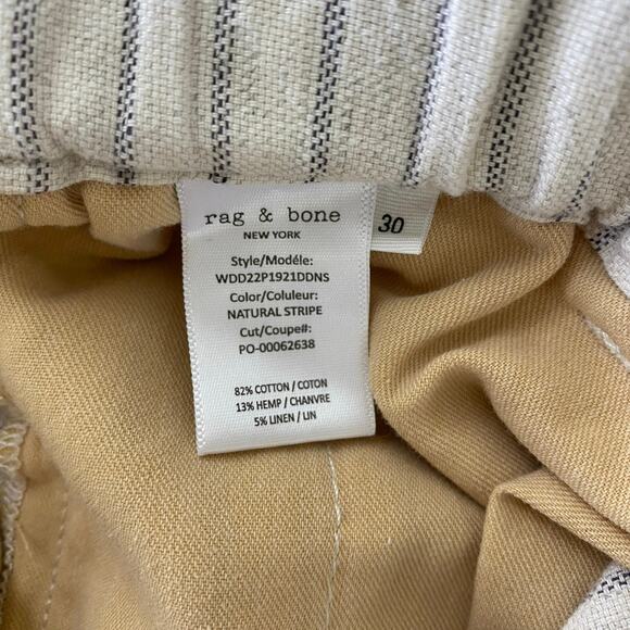 rag & bone Striped Shorts Size 30 Ivory Cream Linen Blend Paperbag High Waist - Picture 10 of 13